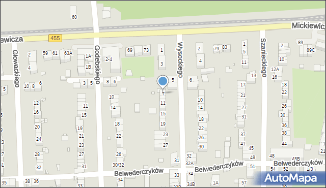 Wrocław, Wysockiego Piotra, 7, mapa Wrocławia