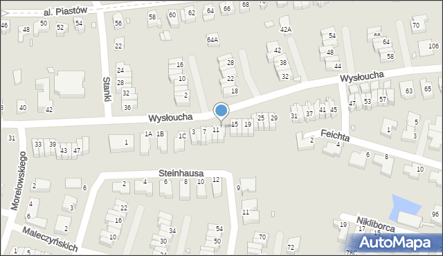 Wrocław, Wysłoucha Seweryna, 13, mapa Wrocławia