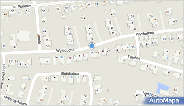 Wrocław, Wysłoucha Seweryna, 15, mapa Wrocławia