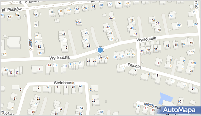 Wrocław, Wysłoucha Seweryna, 25, mapa Wrocławia