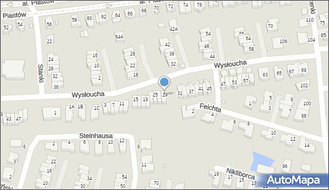 Wrocław, Wysłoucha Seweryna, 29, mapa Wrocławia