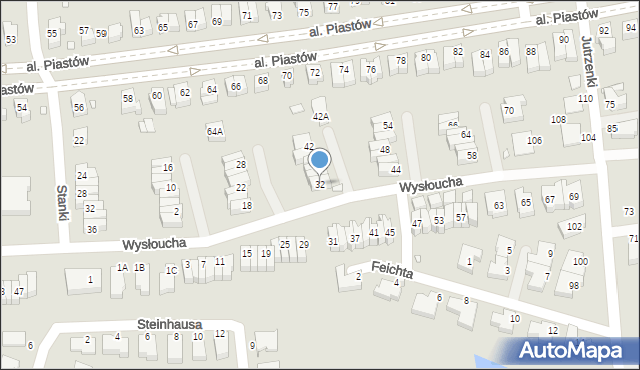 Wrocław, Wysłoucha Seweryna, 32, mapa Wrocławia