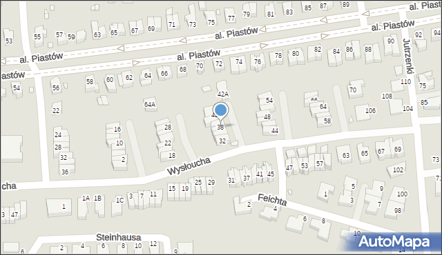 Wrocław, Wysłoucha Seweryna, 38, mapa Wrocławia