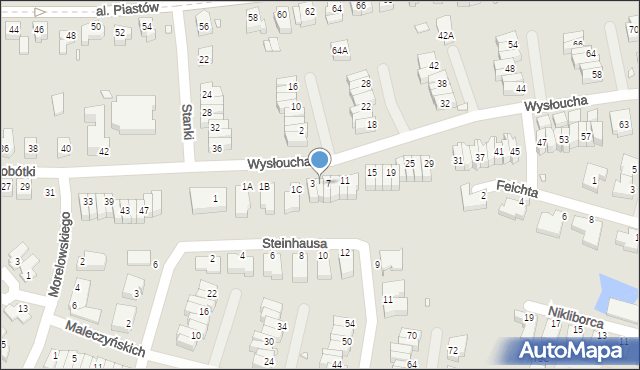 Wrocław, Wysłoucha Seweryna, 5, mapa Wrocławia