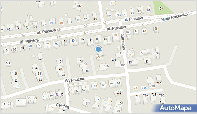 Wrocław, Wysłoucha Seweryna, 70, mapa Wrocławia