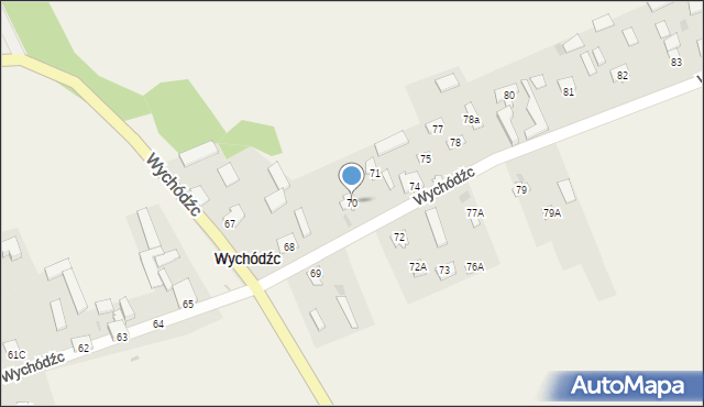 Wychódźc, Wychódźc, 70, mapa Wychódźc