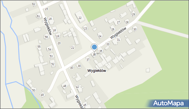 Wygiełdów, Wygiełdów, 36, mapa Wygiełdów