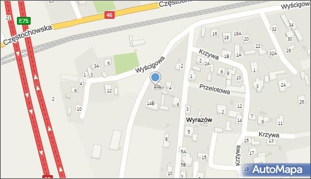 Wyrazów, Wyścigowa, 14, mapa Wyrazów