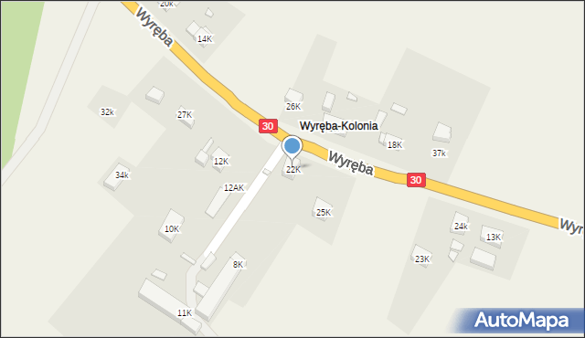 Wyręba, Wyręba, 22K, mapa Wyręba