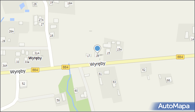 Wyręby, Wyręby, 16, mapa Wyręby