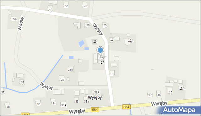 Wyręby, Wyręby, 27A, mapa Wyręby