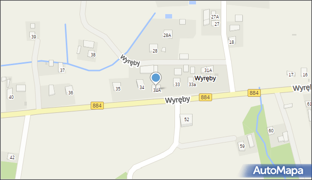 Wyręby, Wyręby, 34A, mapa Wyręby