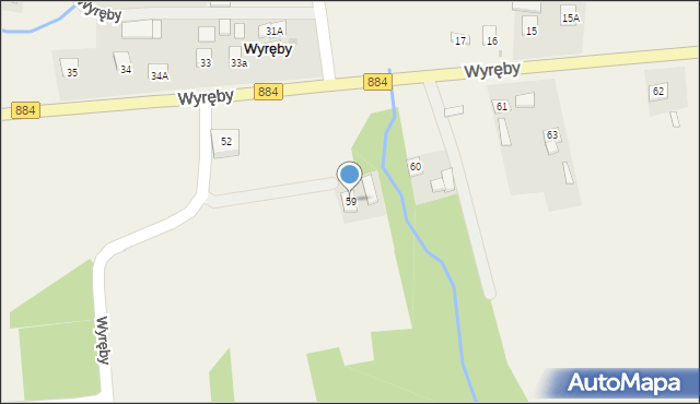 Wyręby, Wyręby, 59, mapa Wyręby