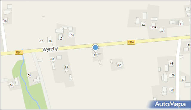 Wyręby, Wyręby, 62, mapa Wyręby