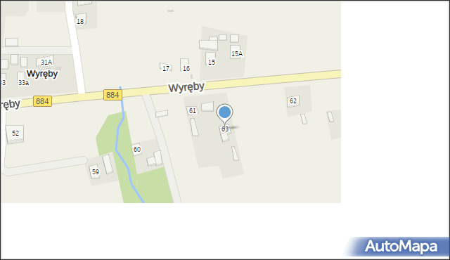 Wyręby, Wyręby, 63, mapa Wyręby