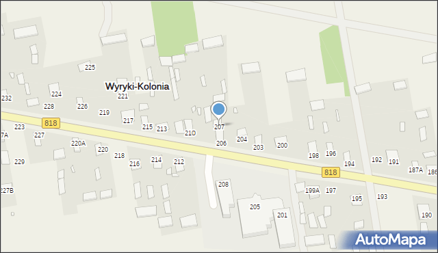 Wyryki-Połód, Wyryki-Połód, 207, mapa Wyryki-Połód