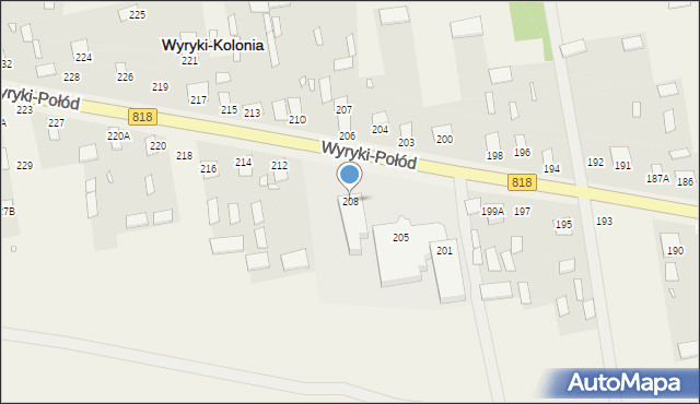 Wyryki-Połód, Wyryki-Połód, 208, mapa Wyryki-Połód