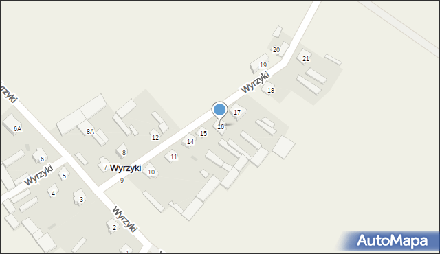 Wyrzyki, Wyrzyki, 16, mapa Wyrzyki