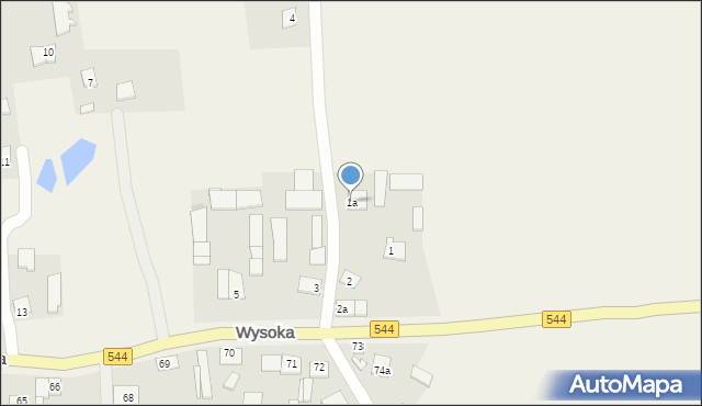 Wysoka, Wysoka, 1a, mapa Wysoka