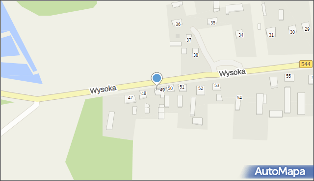 Wysoka, Wysoka, 49A, mapa Wysoka