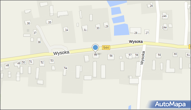 Wysoka, Wysoka, 55, mapa Wysoka
