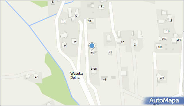 Wysoka, Wysoka, 151A, mapa Wysoka