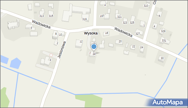 Wysoka, Wysoka, 309a, mapa Wysoka