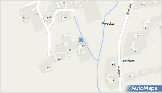 Wysoka, Wysoka, 118, mapa Wysoka