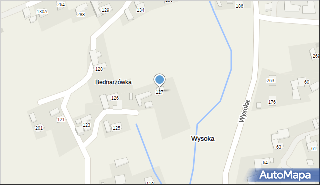 Wysoka, Wysoka, 127, mapa Wysoka