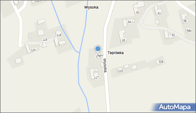 Wysoka, Wysoka, 179, mapa Wysoka