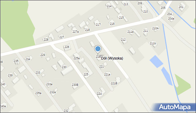 Wysoka, Wysoka, 219, mapa Wysoka