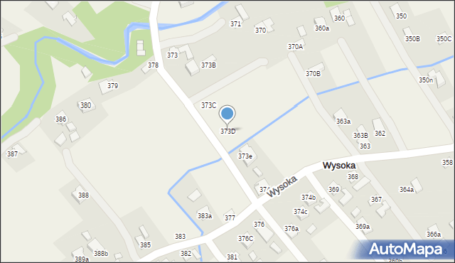 Wysoka, Wysoka, 373D, mapa Wysoka