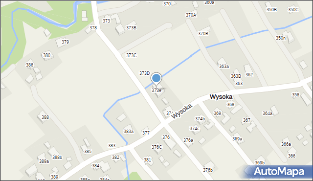Wysoka, Wysoka, 373e, mapa Wysoka