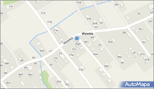 Wysoka, Wysoka, 374b, mapa Wysoka