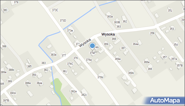 Wysoka, Wysoka, 374c, mapa Wysoka