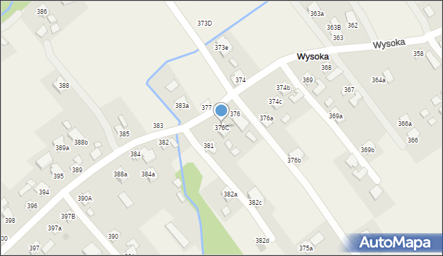 Wysoka, Wysoka, 376C, mapa Wysoka