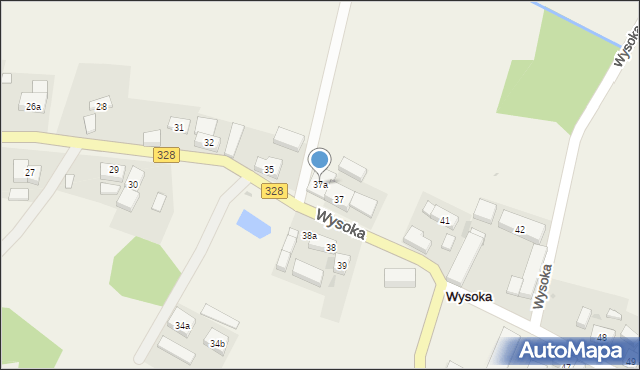 Wysoka, Wysoka, 37a, mapa Wysoka