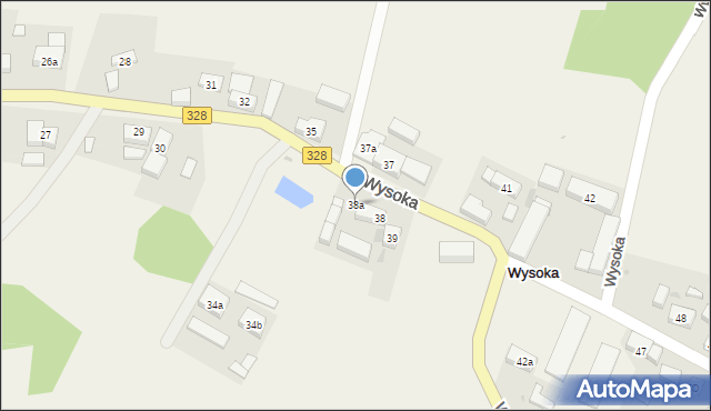 Wysoka, Wysoka, 38a, mapa Wysoka