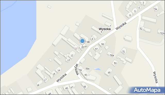 Wysoka, Wysoka, 10, mapa Wysoka