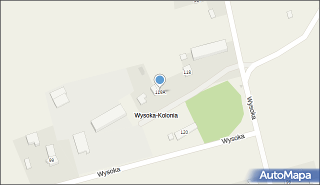 Wysoka, Wysoka, 119A, mapa Wysoka