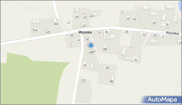 Wysoka, Wysoka, 40a, mapa Wysoka