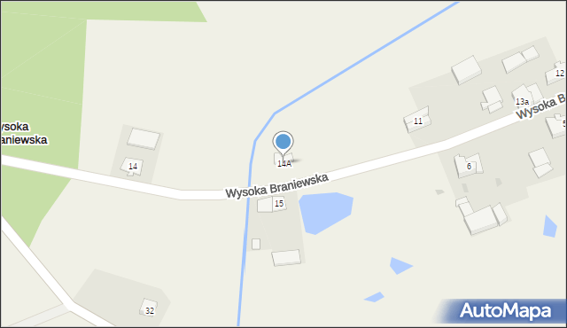 Wysoka Braniewska, Wysoka Braniewska, 14A, mapa Wysoka Braniewska