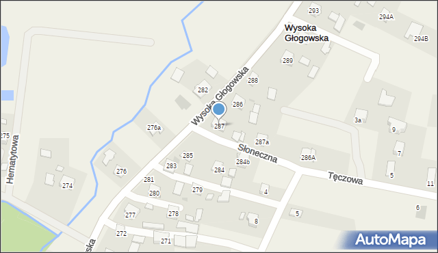 Wysoka Głogowska, Wysoka Głogowska, 287, mapa Wysoka Głogowska