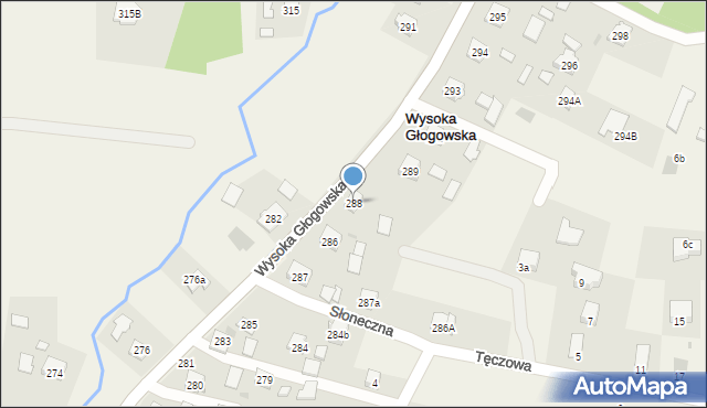 Wysoka Głogowska, Wysoka Głogowska, 288, mapa Wysoka Głogowska