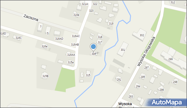 Wysoka Głogowska, Wysoka Głogowska, 316, mapa Wysoka Głogowska