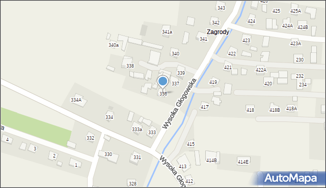 Wysoka Głogowska, Wysoka Głogowska, 336, mapa Wysoka Głogowska