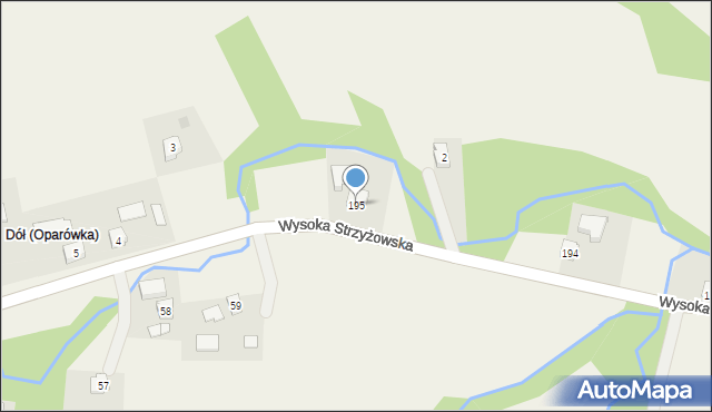 Wysoka Strzyżowska, Wysoka Strzyżowska, 195, mapa Wysoka Strzyżowska