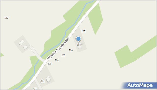 Wysoka Strzyżowska, Wysoka Strzyżowska, 207, mapa Wysoka Strzyżowska