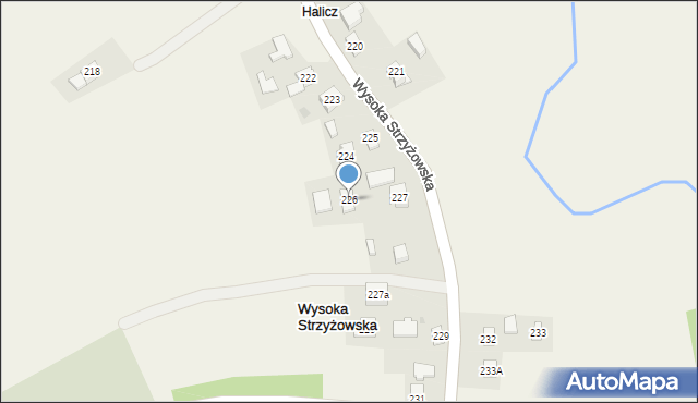 Wysoka Strzyżowska, Wysoka Strzyżowska, 226, mapa Wysoka Strzyżowska