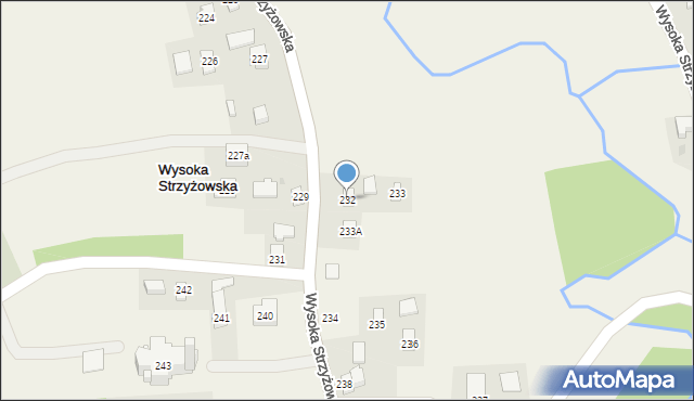 Wysoka Strzyżowska, Wysoka Strzyżowska, 232, mapa Wysoka Strzyżowska